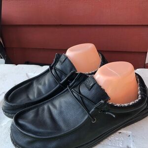 Hey Dude Walley Men's Black Patent Leather Loafers Slip On Shoes Size 11